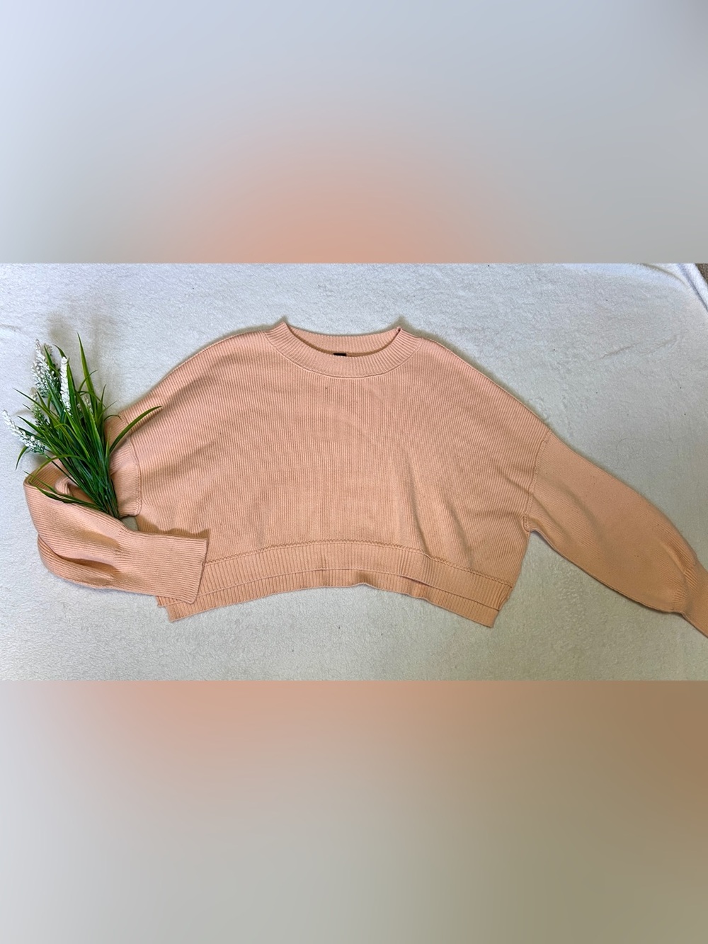 Free People Peach Easy Street Cropped Sweater - XL